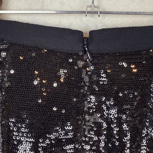 J. Crew Sequin Mini Skirt Navy Blue with Pockets Back Zipper Size 6 - Picture 4 of 11